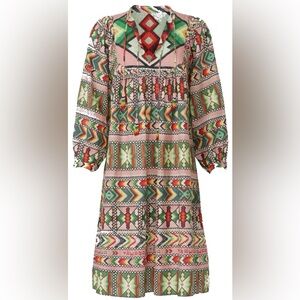 FARM Rio Colorful Tribal Print Long Sleeve Dress